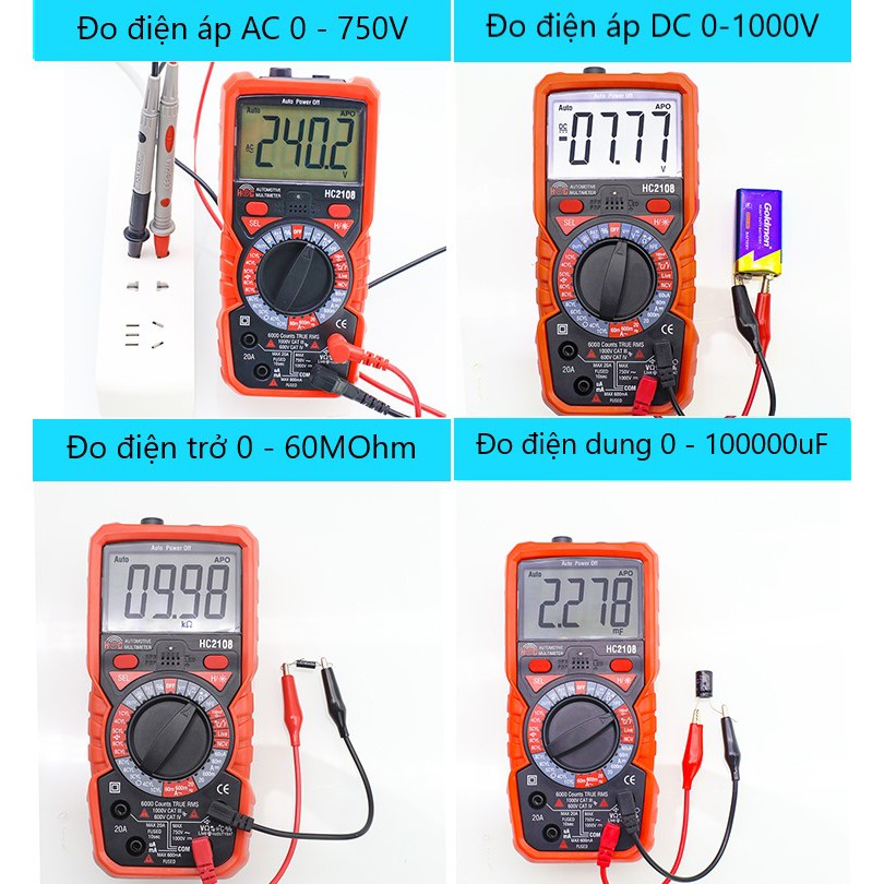 Đồng hồ vạn năng HC2108 chuyên dùng ngành Kỹ thuật ô tô - Điện tử [HTE Quy Nhơn CN2]