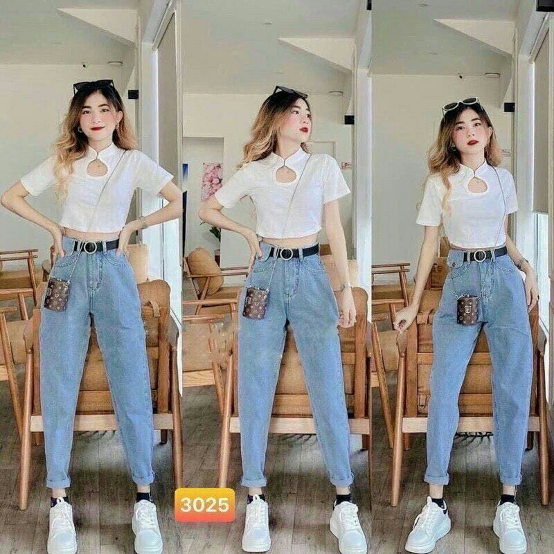 Quần Bò Nữ Dáng Baggy Túi Nắp, Quần Jean Dang Baggy Nữ  Năng Động(ảnh thật)