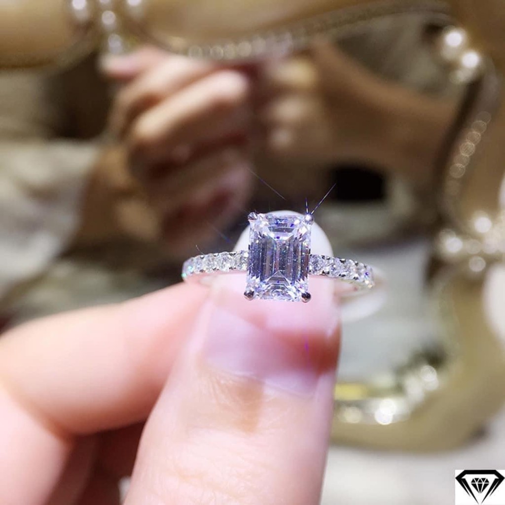 Nhẫn nữ ổ vuông đẹp bạc ta