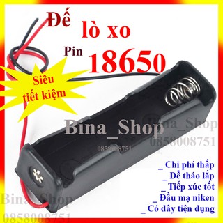 Đế pin 18650 , khay pin 18650 lò xo 1 cell có dây
