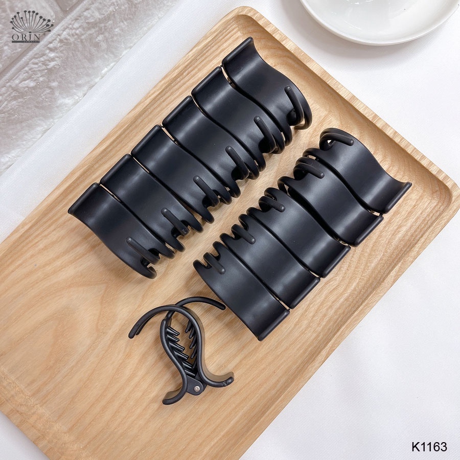 ( Sỉ) Set 12 kẹp càng cua, kẹp tóc 3 răng Orin K1163 ( K1163 đen nhám x12)