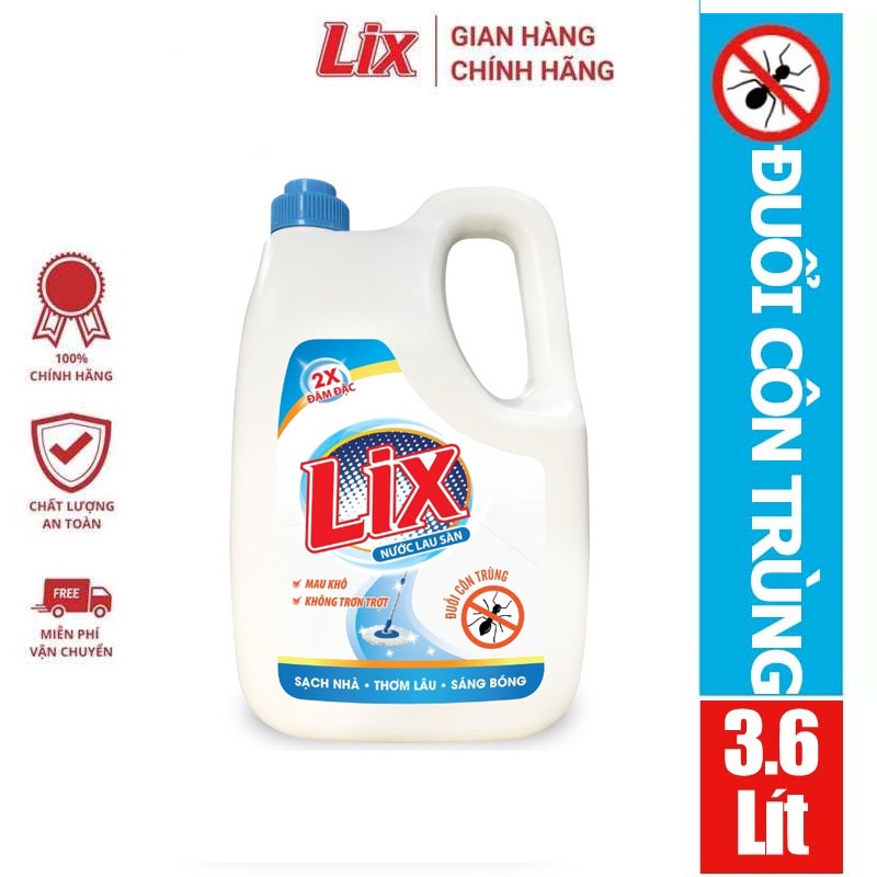 NƯỚC LAU SÀN LIX ĐUỔI CÔN TRÙNG 3.6L LD360 DIỆT MUỖI DIỆT KHUẨN HỮU CƠ SẠCH BÓNG KHÔNG TÌ VẾT