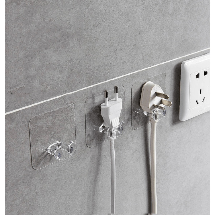 Móc treo tường giữ dây cắm điện, phích cắm điện gọn gàng loại trong suốt MDT00002