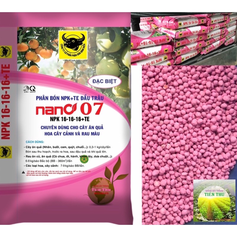 PHÂN BÓN NPK 16-16-16+TE ĐẦU TRÂU 1kg