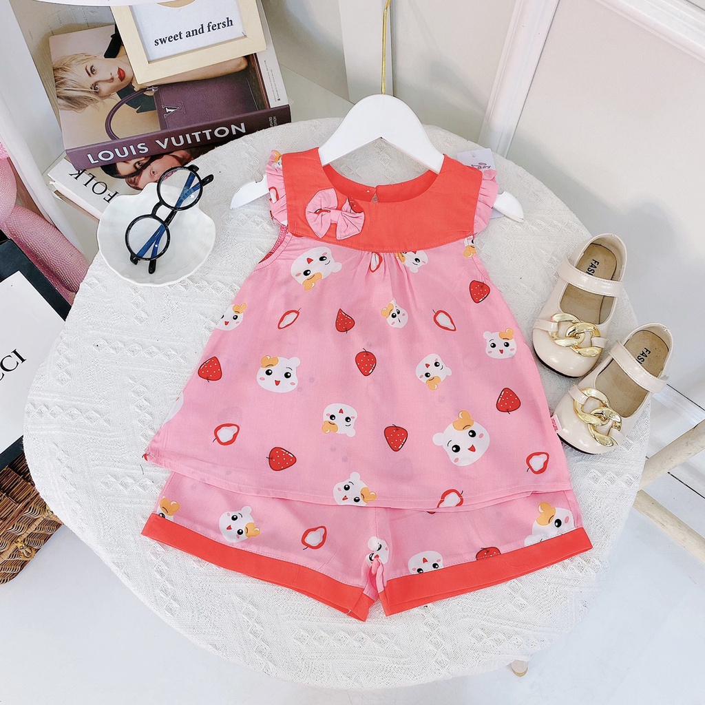 Bộ lanh lụa bé gái  Mềm mịn ít nhăn - Lanh Thái dáng baby doll