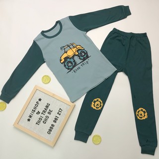 [Free Ship - Size 120] Đồ bộ cotton dài tay cho bé