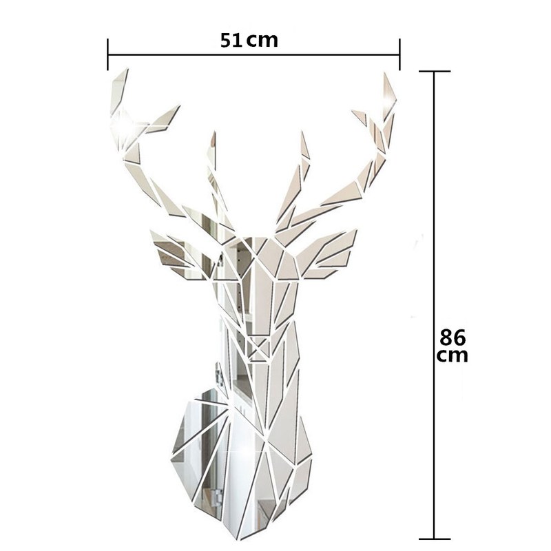 1 Bộ decal dán tường Hình Đầu Hươu 3d Dùng Trang Trí Phòng Khách, Phòng Ngủ