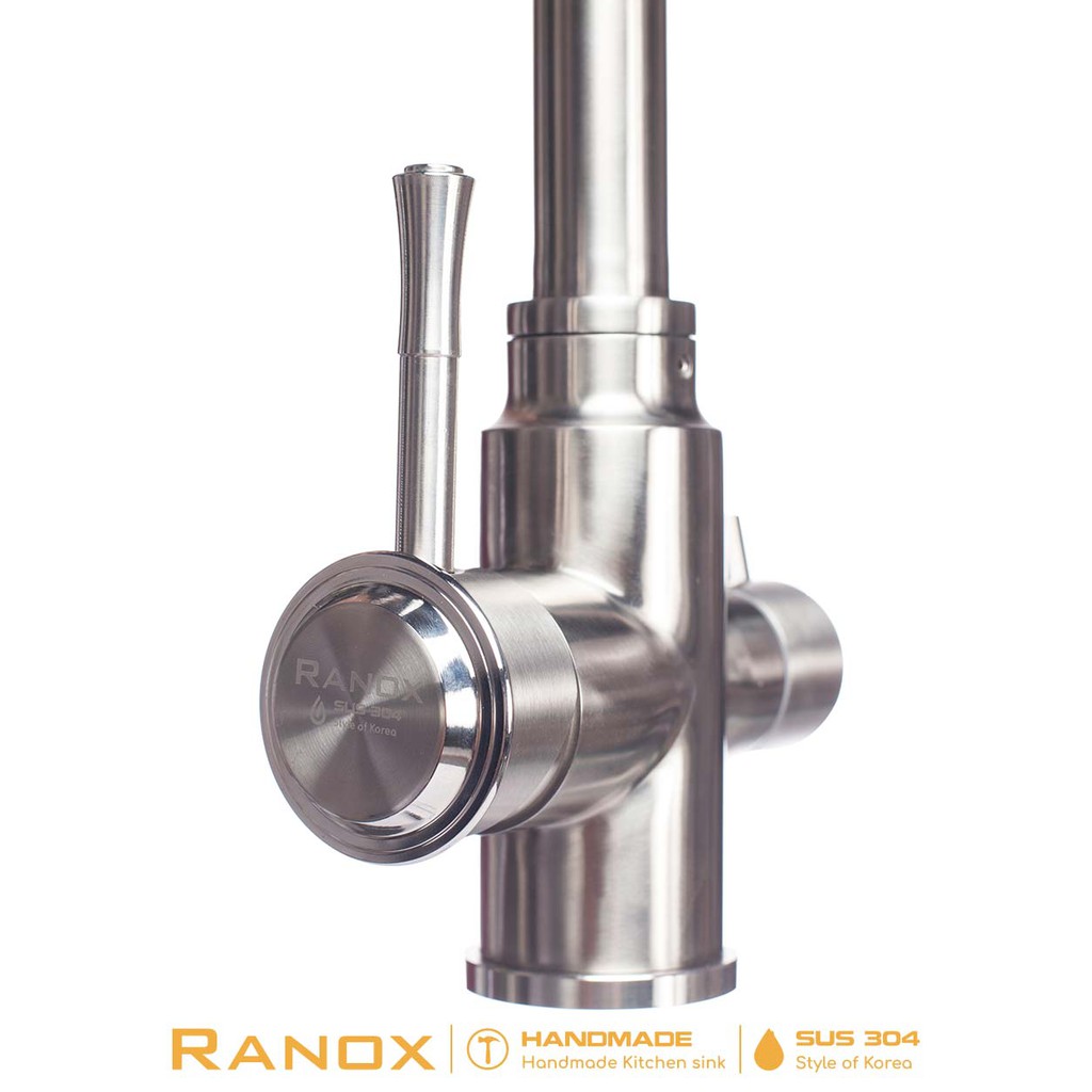 CHẬU RỬA CHÉN CAO CẤP RANOX INOX 304 DÀY 6MM VÀ VÒI RỬA CHÉN 3 ĐƯỜNG NƯỚC HÀN QUỐC RN41615