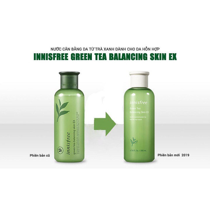 Nước hoa hồng dưỡng ẩm giảm dầu mụn se khít lỗ chân lông chiết xuất từ trà Xanh Innisfree Green Tea Skin EX 200ml