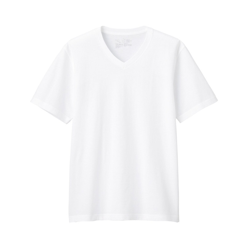 Muji Áo Thun Vải Jersey Cotton Ấn Độ Ngắn Tay Cổ V | BigBuy360 - bigbuy360.vn