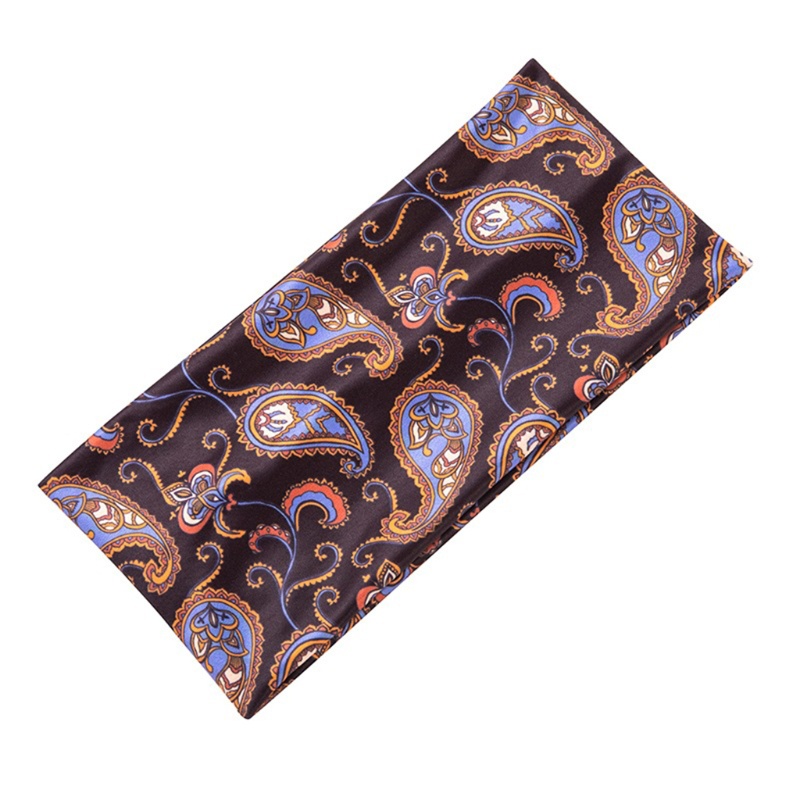 Băng Đô Turban Bản Rộng Co Giãn Chống Trượt In Họa Tiết Phong Cách Boho Dùng Khi Tập Yoga / Chạy Bộ