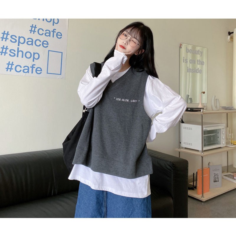 Set áo khoác ghi lê và áo dài tay thời trang năng động trẻ trung cho nữ | BigBuy360 - bigbuy360.vn