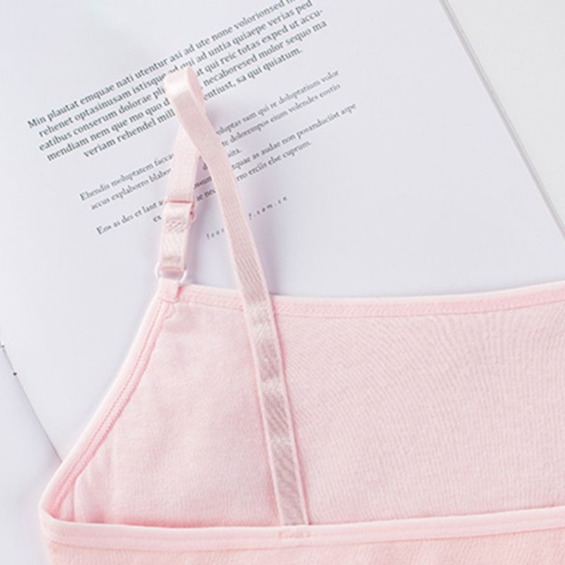 Áo Ngực Cotton Hai Lớp Màu Kẹo Ngọt In Họa Tiết Mèo Hoạt Hình Dễ Thương Dành Cho Tuổi Teen