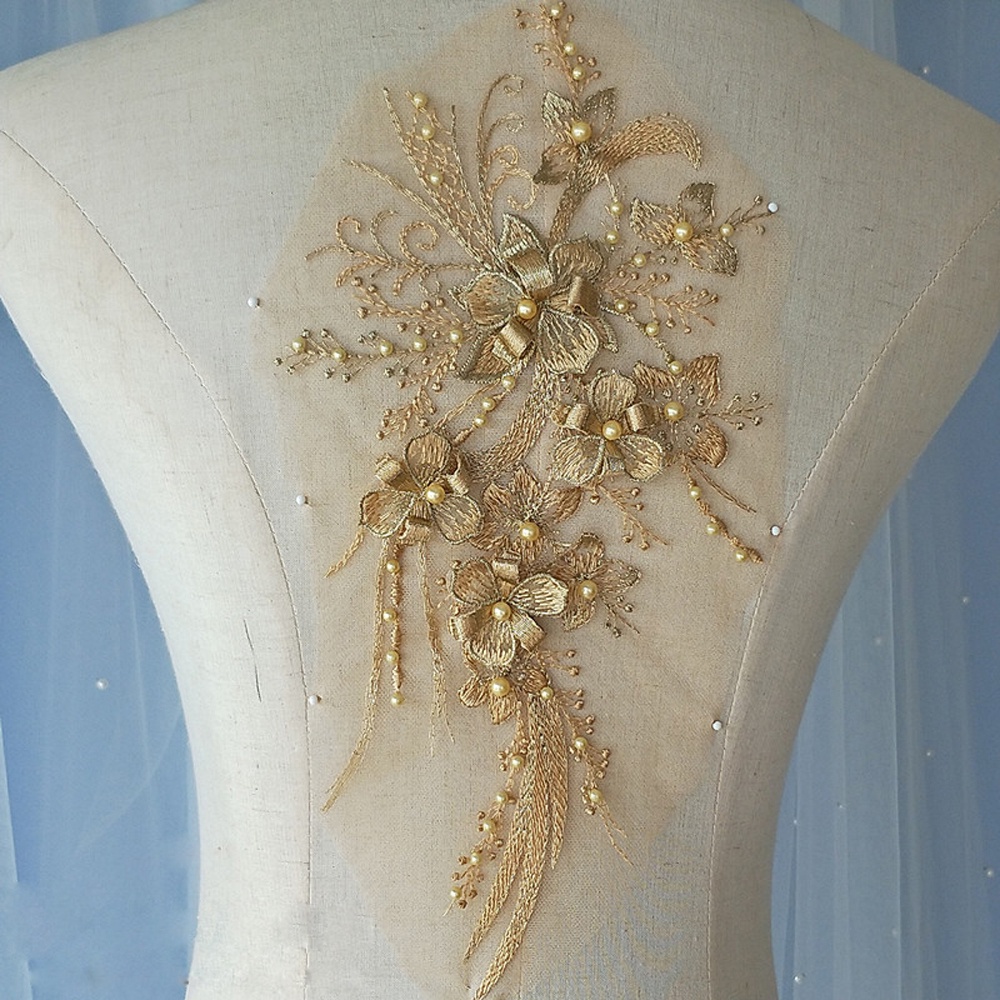 1 Miếng Vải Ren Thêu Hoa 32 * 16cm