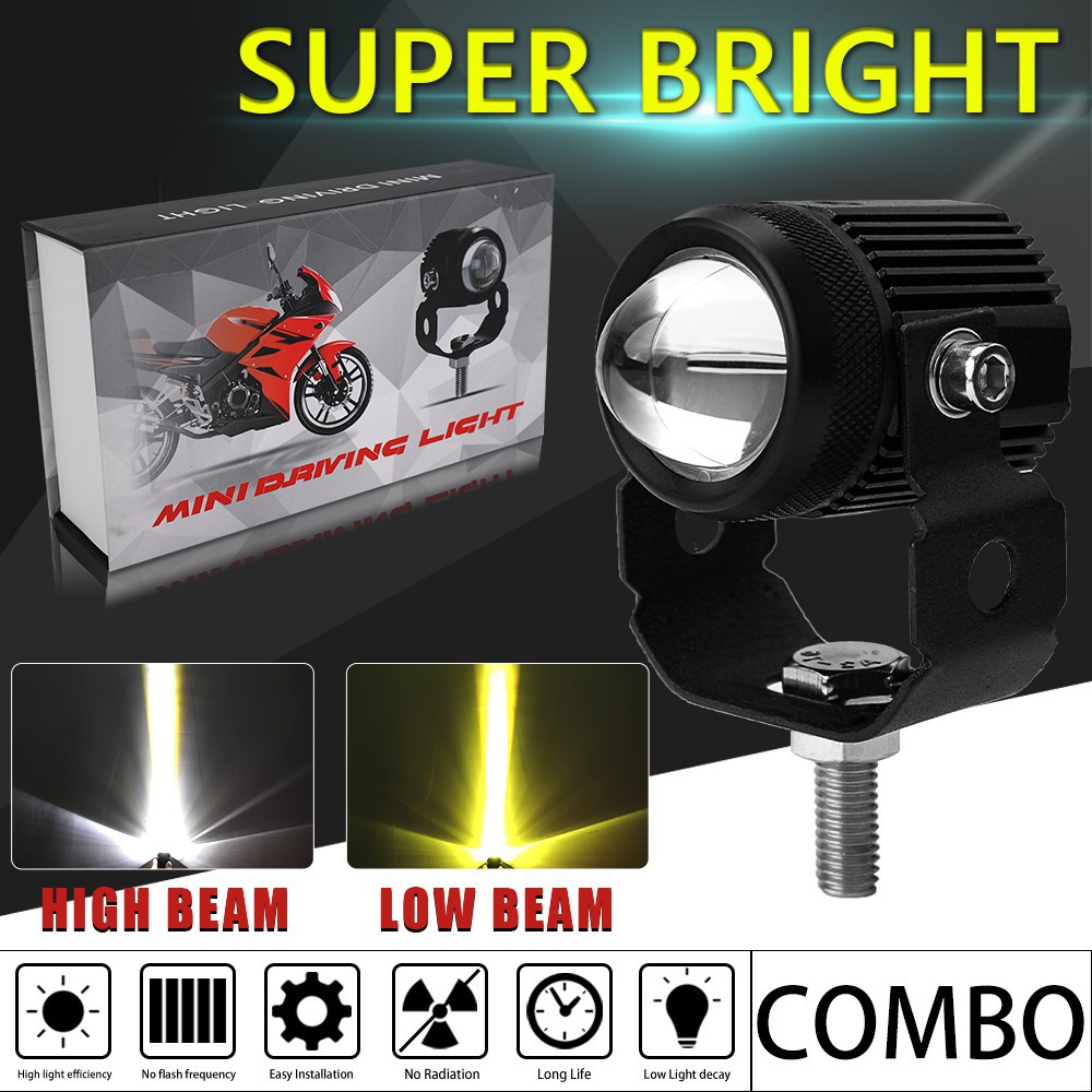 UNI-SHINE Mini LED Light pods 2inch LED Driving Lights 2 Color White Yellow Fog Lights Spot Beam for Motor ATV Truck Boat 4x4 SUV UTV Tractor Forklift