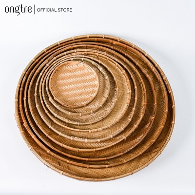 Mẹt tre, sàng ONGTRE đan thủ công viền mây/viền đỏ đựng bún đậu, mẹt gà, mẹt nướng, decor nhà hàng quán ăn 18–60cm