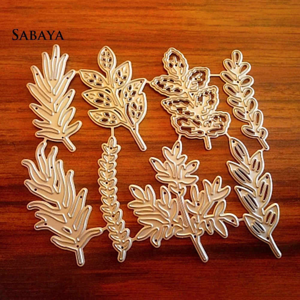 Set khuôn kim loại cắt giấy hình lá dễ thương