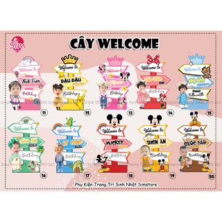 Cây welcome có kèm ảnh bé trang trí sinh nhật, trang trí thôi nôi