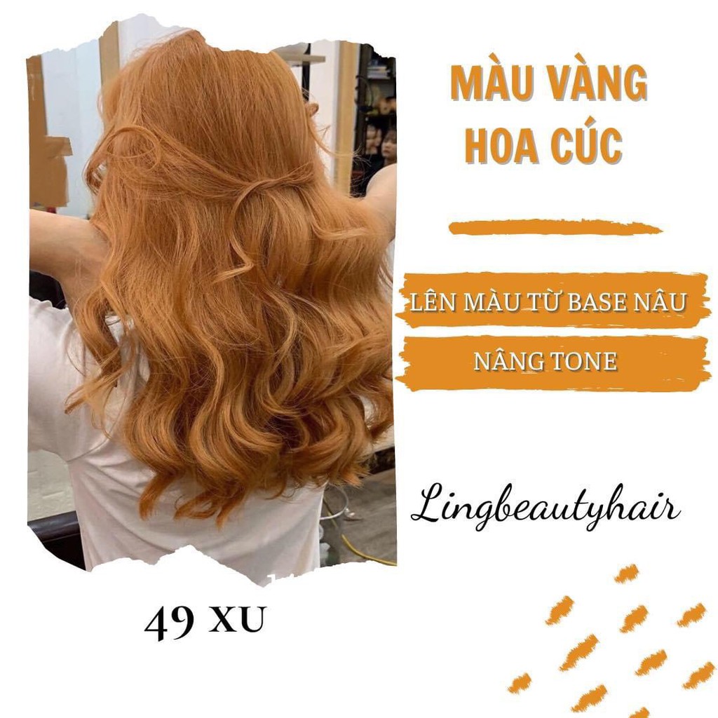 Thuốc Nhuộm Tóc màu VÀNG HOA CÚC kèm oxy và gang tay(SALE)