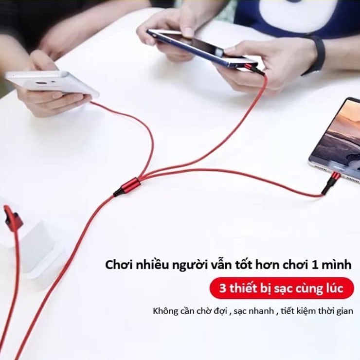 DÂY SẠC, CÁP SẠC ĐIỆN THOẠI BỌC DÙ 3 ĐẦU TIỆN DỤNG