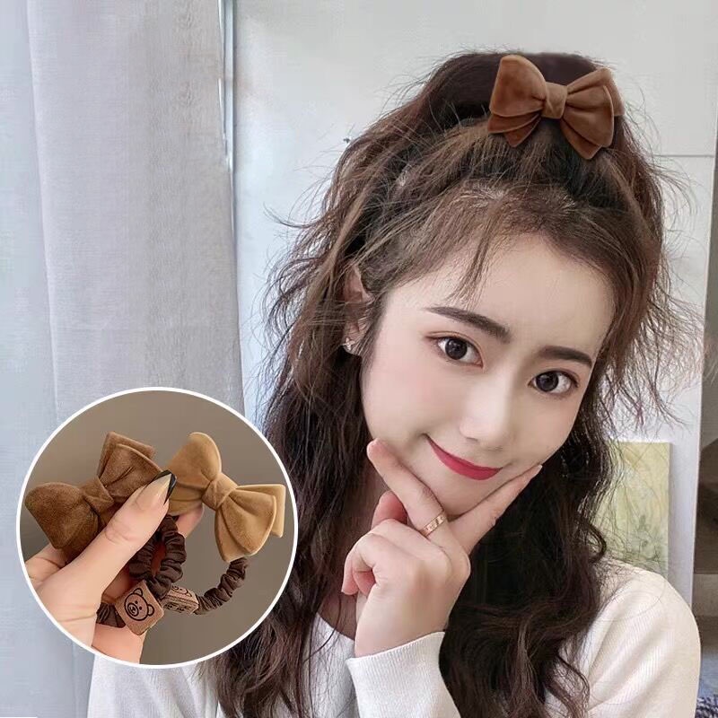 Dây buộc tóc nơ co giãn phong cách Hàn Quốc cho nữ