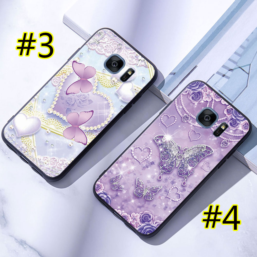 Ốp Điện Thoại Mềm Samsung Galaxy S7 Edge / S8 / S9 Plus Bướm Kim Cương