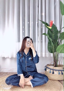 ( Freesize Lụa ) Đồ Bộ Pijama Lụa Ren - Tay Dài Quần Dài