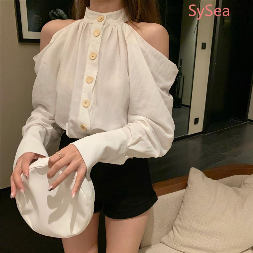 Áo kiểu dài tay trễ vai kiểu Pháp thời trang retro cho nữ
