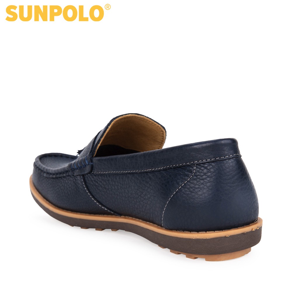 Giày mọi nam da bò SUNPOLO Xanh Navy - MU2581