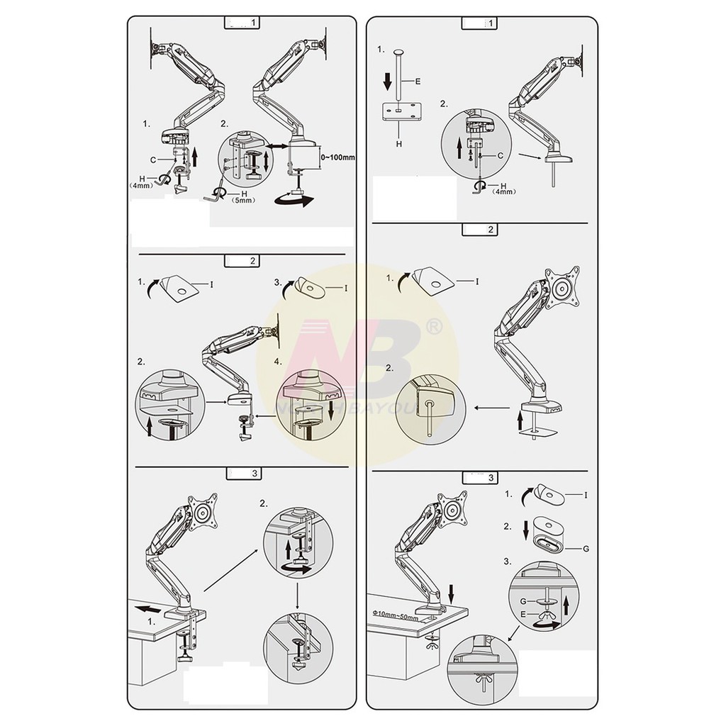 [RẺ NHẤT HIỆN NAY] Giá treo màn hình máy tính NB-F80 ( gắn bàn) - Xoay 360 độ