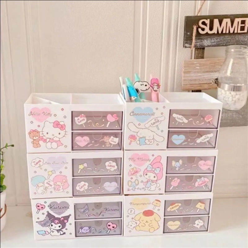 Hộp đựng bút hai tầng dạng ngăn kéo phong cách Nhật Bản dễ thương