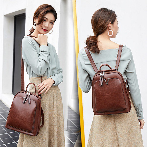 Balo da thời trang nữ, chất da cao cấp chống thấm nước, đeo 2 kiểu sành điệu BMV0103