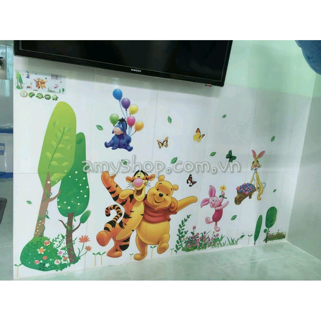 (Freeship 50k) Decal dán trang trí tường phòng bé yêu hình gấu POOH ngộ nghĩnh dễ thương AmyShop