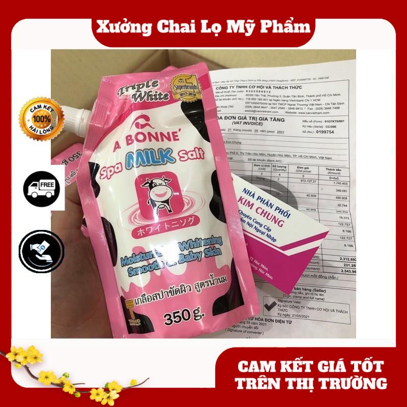 [Hàng chuẩn] Muối tắm sữa bò tẩy tế bào chết 350g, nguyên liệu, công thức làm kem trộn body trắng da.