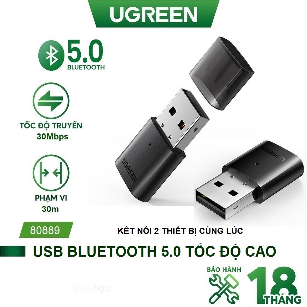 USB Bluethooth 5.0 UGREEN 80899 / 305224 , kết nối máy tính với nhiều thiết bị BH 18 tháng - Hàng chính hãng