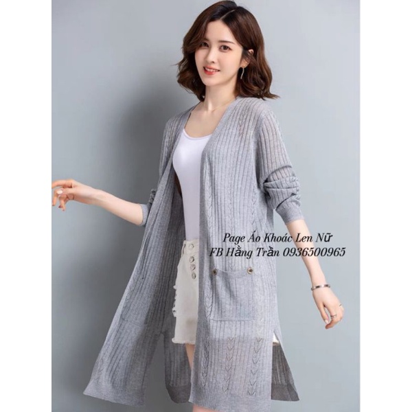 Áo khoác cardigan mỏng dáng dài from rộng mẫu mới.