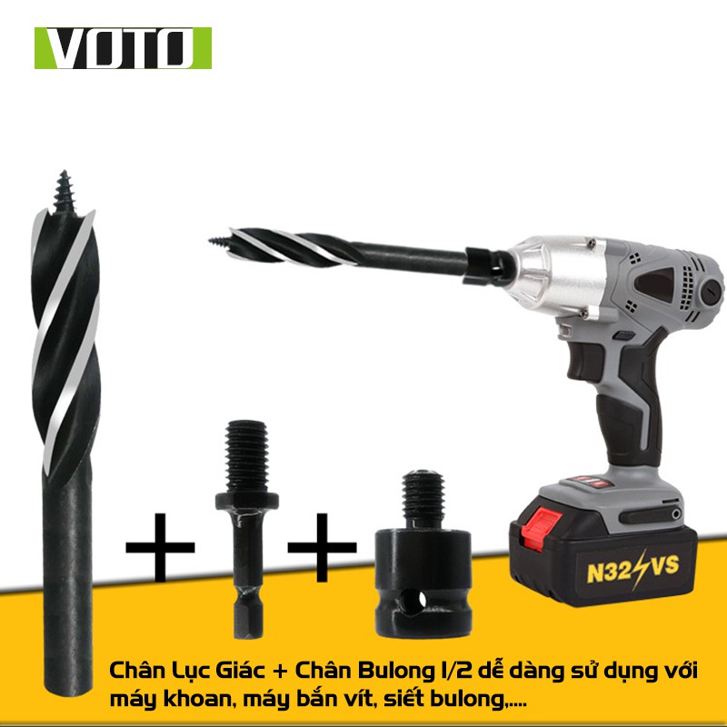 Bộ 3 Chi Tiết Khoan Gỗ Xoắn Ốc Auger 4 Lưỡi Cắt Sử Dụng Cho Máy Bắn Vít, Siết Bulong, Máy Khoan