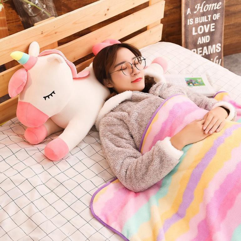 Gấu bông unicorn 1m2 ⚡RẺ VÔ ĐỊCH⚡ gối ôm Ngựa kỳ lân ,ngựa pony một sừng vải nhung co dãn 4 chiều siêu mềm mịn