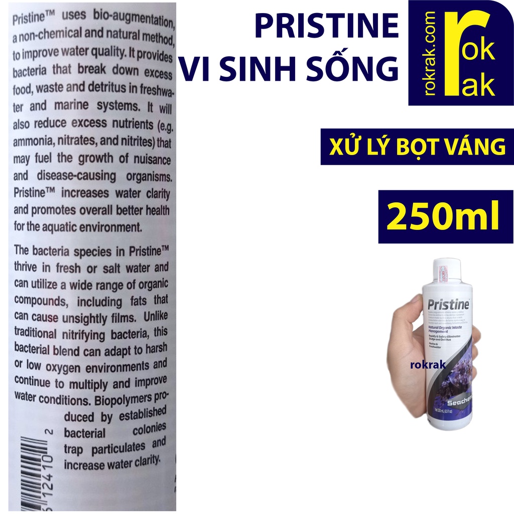 PRISTINE Seachem 325 250ml  vi sinh hồ cá vi sinh tươi xử lý bọt váng hữu cơ
