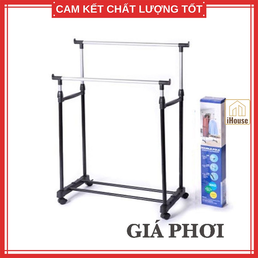 Giá phơi quần áo inox, Kệ treo quần áo phơi đồ thông minh tiện lợi với khung chữ H iHouse