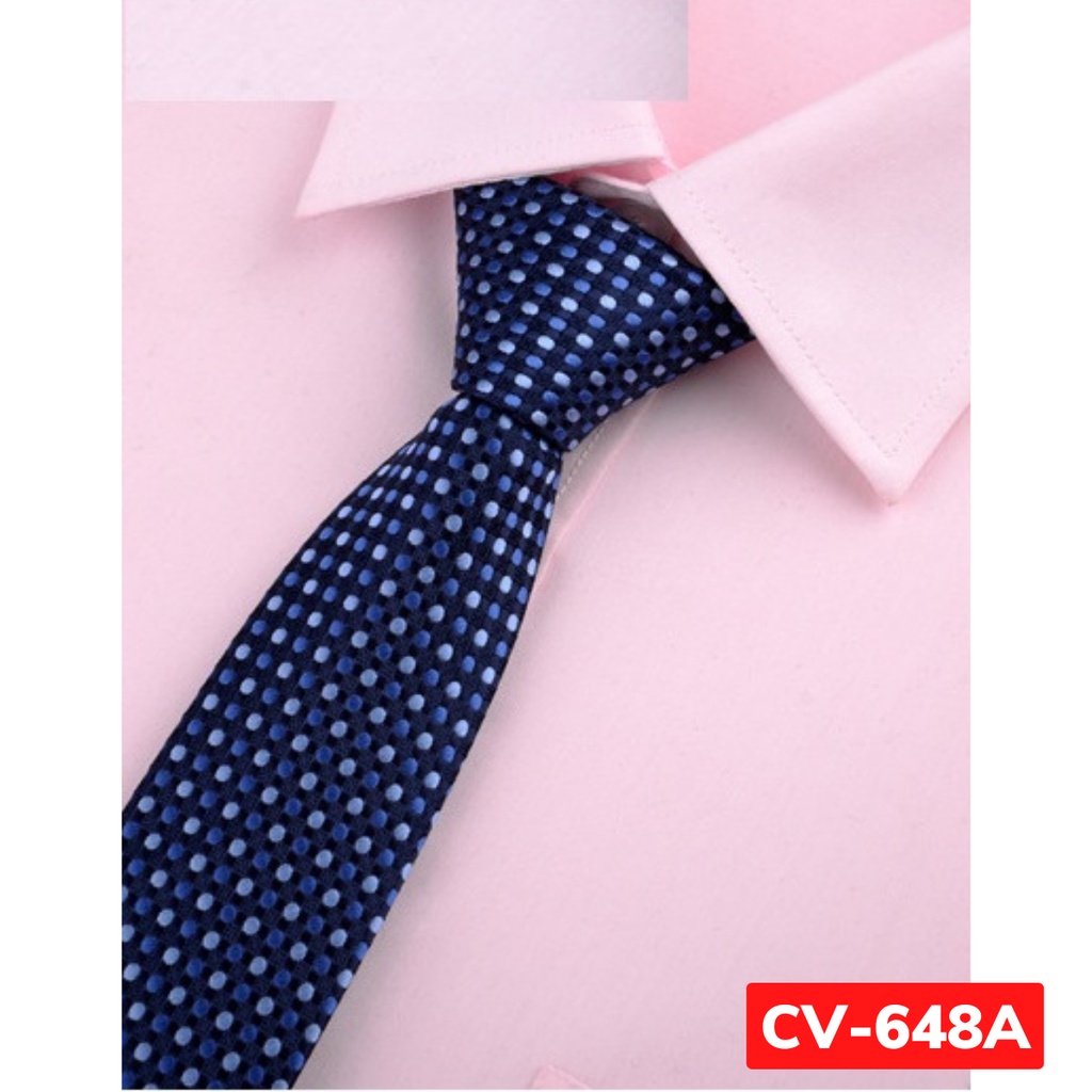 Cà vạt xanh đậm bản nhỏ 6cm thắt sẵn khóa kéo hoặc tự thắt thời trang cao cấp phong cách trẻ trung, cravat cao cấp