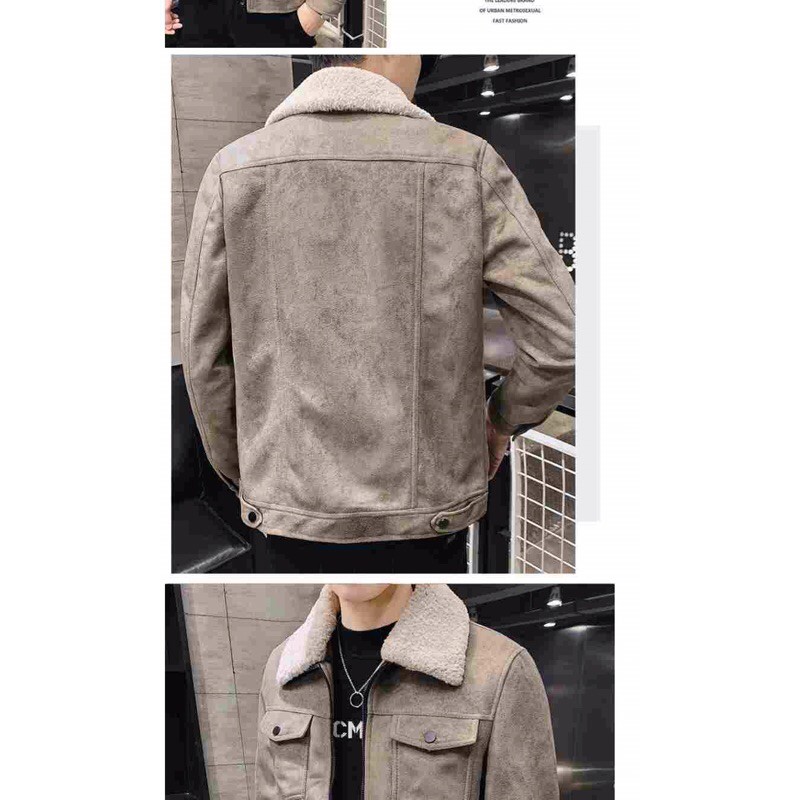 Áo da lộn trần bông cao cấp -hàng quảng châu sẵn xám 1813 2xl