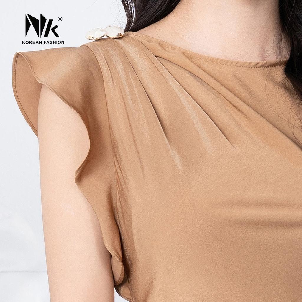 Đầm Lụa Suông Nữ NK Fashion Thiết Kế Tôn Dáng, Màu Sắc Basic, Chất Liệu Vải Cao Cấp NKDV2203011