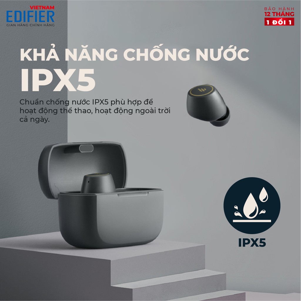 Tai nghe Bluetooth 5.2 EDIFIER TWS1 PRO - Thời gian phát 42h - Chống nước IP65 Hàng chính hãng Bảo hành 12 tháng