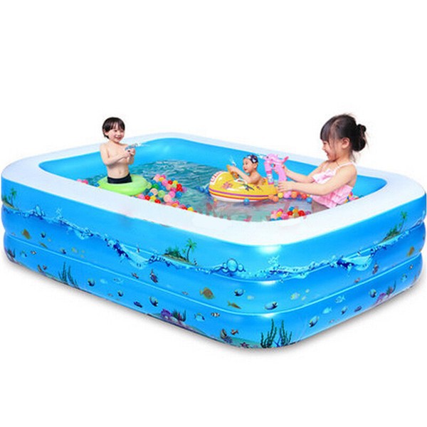 Bê Bơi Phao 3 Tầng 1,2M/1,3M/1,5M/1,8M/2,1M, Có Đáy Chống Trượt Hình Chữ Nhật Cho Trẻ và Em Bé Cao Cấp