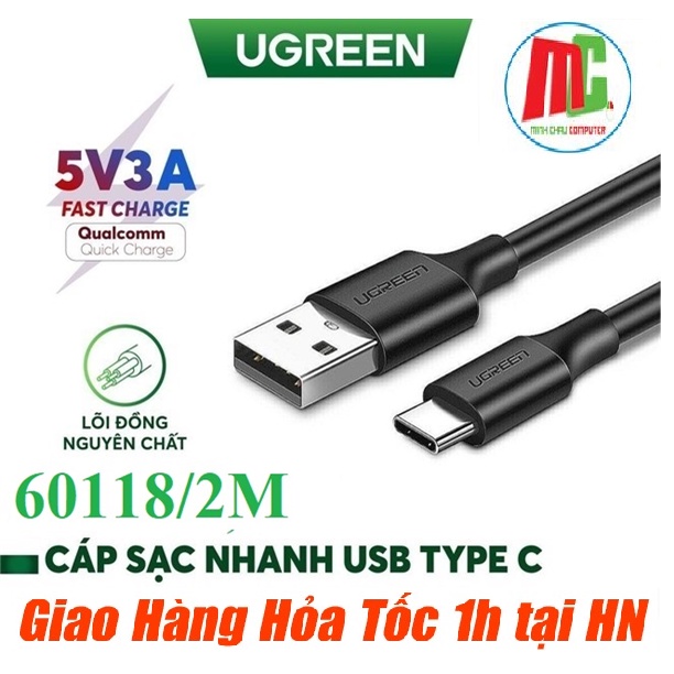 Cáp sạc và truyền dữ liệu USB Type C sang USB 2.0 Ugreen 60118 Dài 2m - Hàng chính hãng