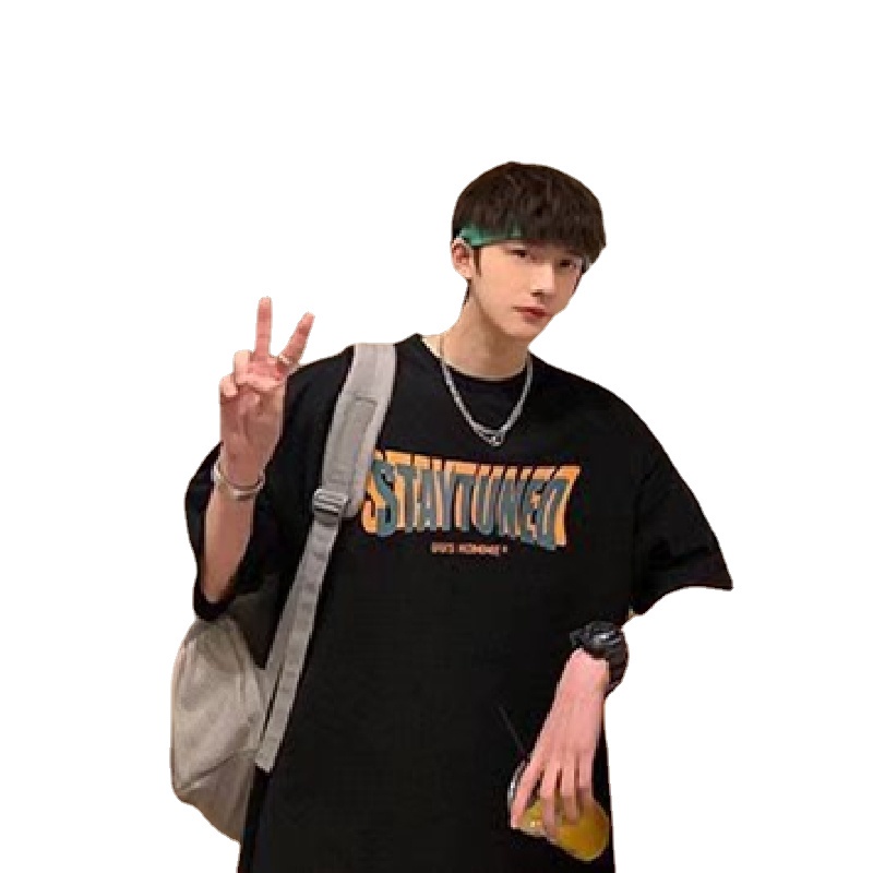 Áo Thun Tay Ngắn Dáng Rộng In Chữ Phong Cách Hip Hop Hàn Quốc Thời Trang Mùa Hè Cho Nam size M-5XL