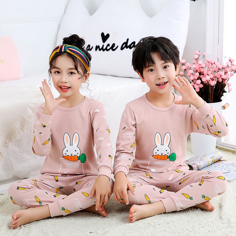 Bộ Đồ Ngủ Từ 100% Cotton In Hình Khủng Long Hoạt Hình Dành Cho Trẻ Nhỏ 2-13 Tuổi