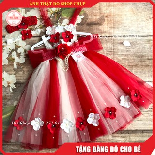 Váy Trẻ Em ⚡ẢNH THẬT⚡ Đầm Công Chúa Đỏ Cho Bé Gái Hàng Thiết Kế