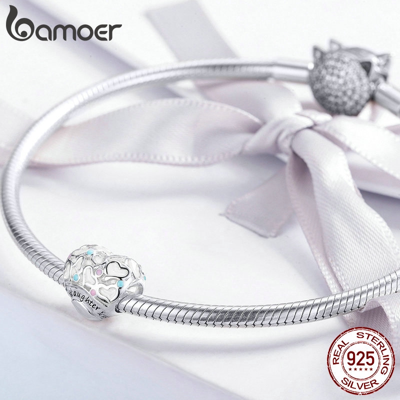 Charm BAMOER SCC1152 hình trái tim xinh xắn có khắc chữ 3mm